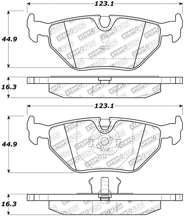 StopTech Street Touring 87-99 BMW M3 / 89-93 M5 Rear Street Street Touring Brake Pads 308.0396