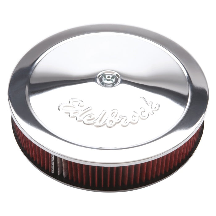 Edelbrock Air Cleaner Pro-Flo Series Round 14 In Diameter Cloth Element 3/8In Dropped Base Chrome 1224