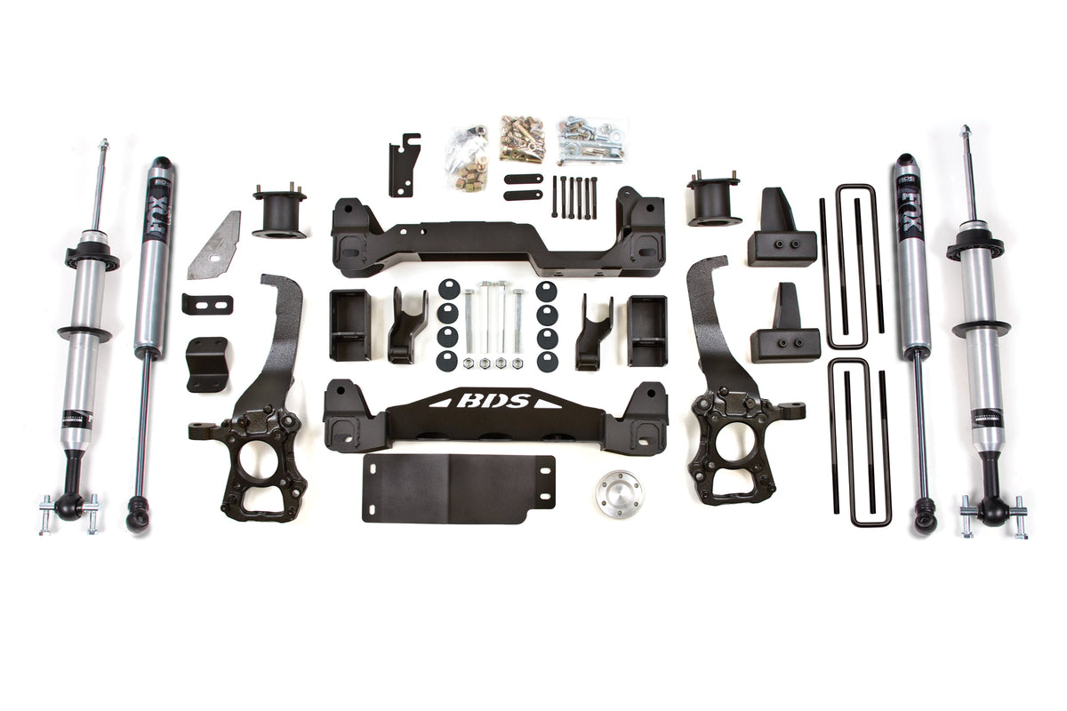 BDS 2014 Fits Ford F150 4WD 4" Suspension Lift Kit, 3" Rear Block FOX 2.0 Ifp Ps Snap Ring Front, FOX 2.0 Ifp Ps Rear 1502FSR