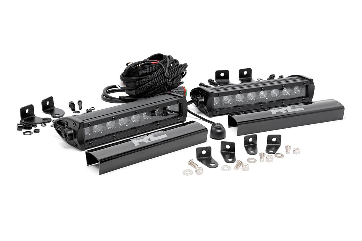 Rough Country Led Light Kit Grille Mount 8" Black Pair Fits Ford F-250 Super Duty (17-19) 70697