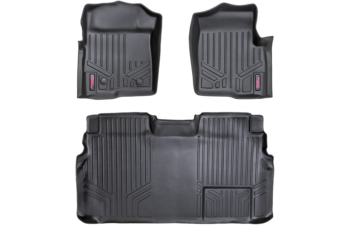 Rough Country Floor Mats Fr & Rr 2 Ret Hook Fits Ford F-150 2WD/4WD (2011-2014) M-51112