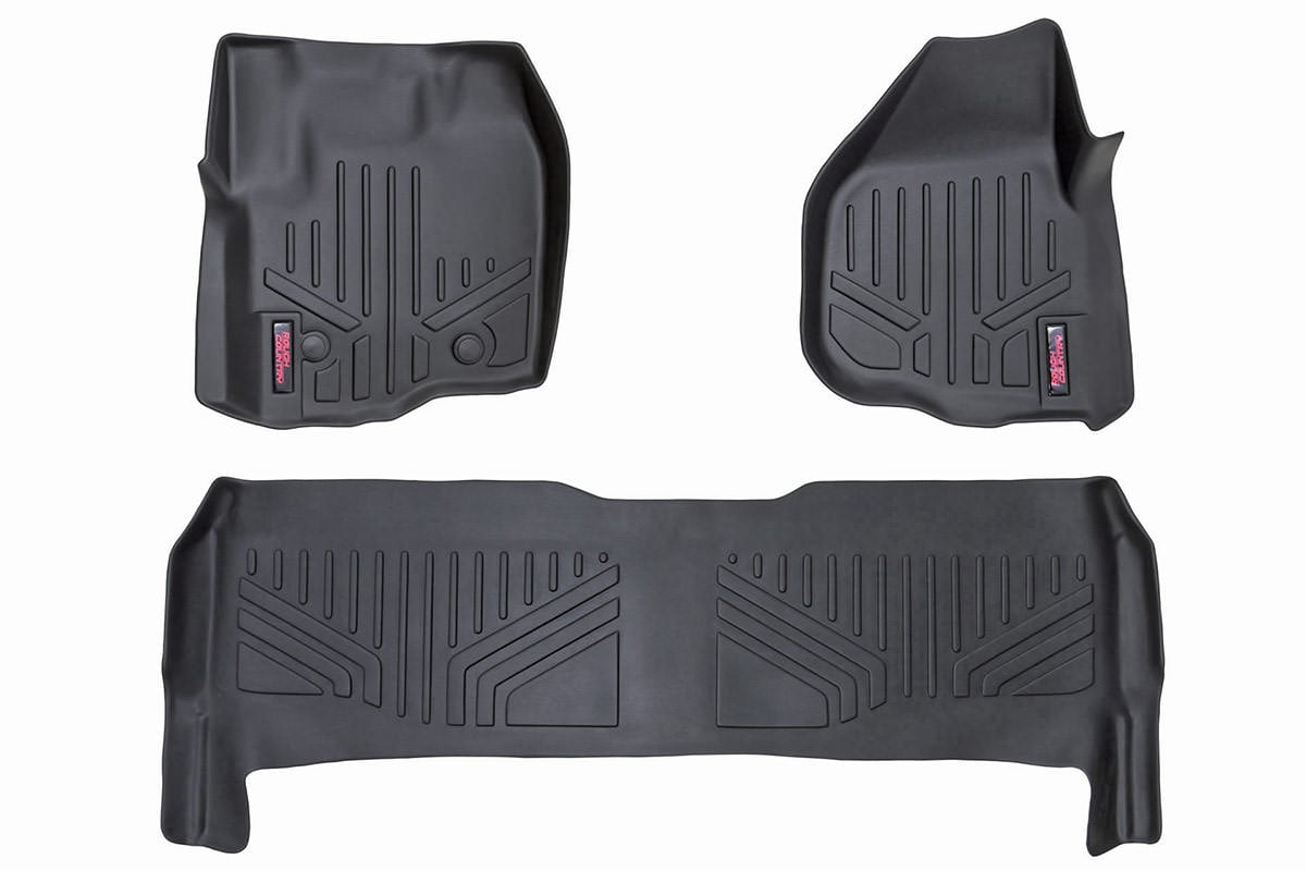 Rough Country Floor Mats Fr & Rr Raised Fr Pedal Fits Ford F-250/F-350 Super Duty (12-16) M-51213