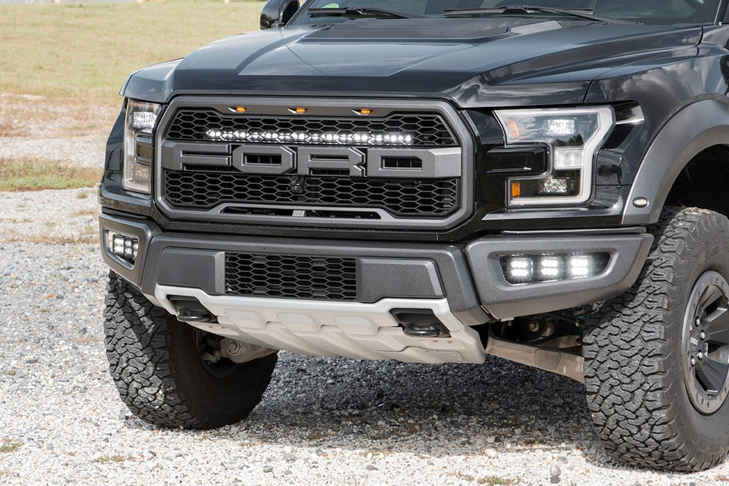 Rough Country Led Light Kit Grille Mount 30" Black Single Row Ford Raptor (17-20) 70702