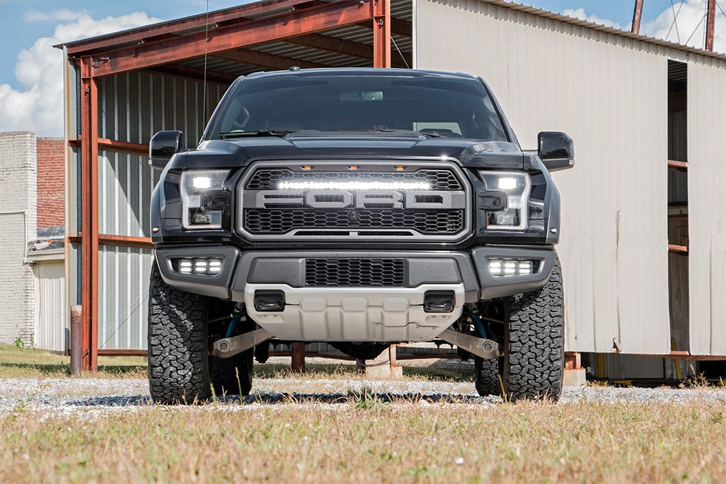 Rough Country Led Light Kit Fog Mount Triple 2" Black Pair White Drl Ford Raptor (17-20) 70700DRL