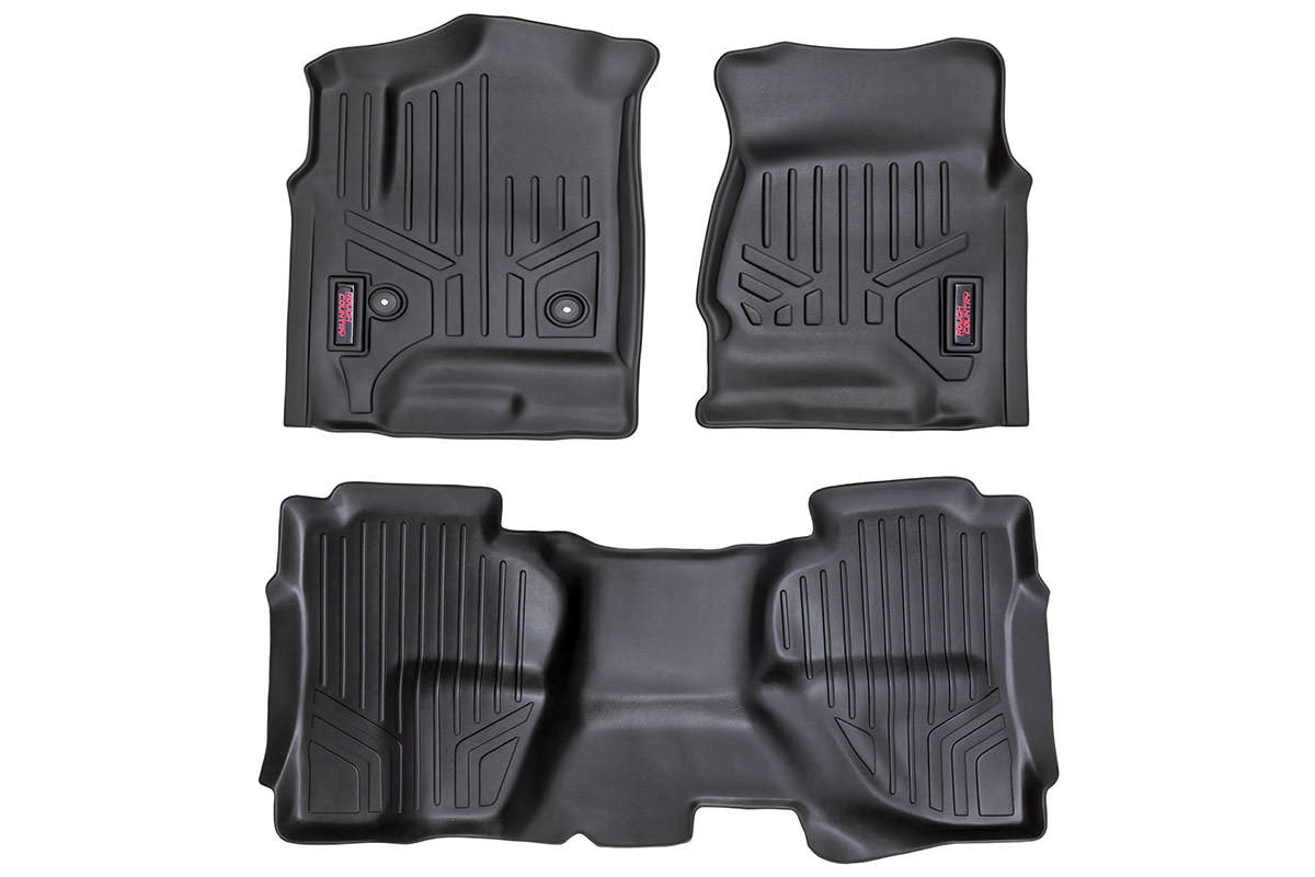 Rough Country Floor Mats Fr & Rr Ext Cab Fits Chevy/GMC 1500/2500HD/3500HD 2WD/4WD M-21412