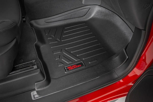 Rough Country Floor Mats Fr Andamp; Rr Fr Bucket Crew W/O Underseat Storage Fits Chevy/GMC 1500/2500HD/3500HD (19-23) M-21614