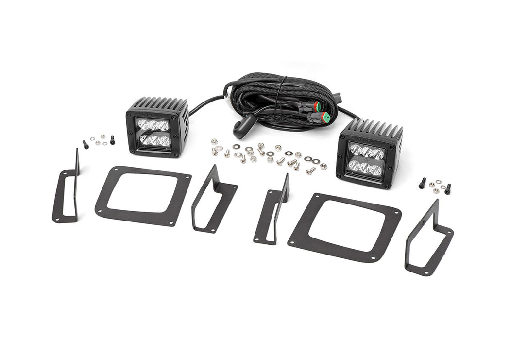 Rough Country Led Light Kit Fog Mount 2" Black Pair fits gmc Sierra 1500 (14-15) 70689