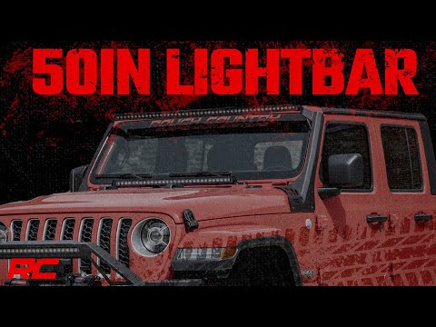Rough Country compatible with Jeep 50-Inch Straight Led Light Bar Upper Windshield Kit W/ Single-Row Black Series Led White Drl (20-22 Gladiator Jt, 18-22 Wrangler Jl) 70066