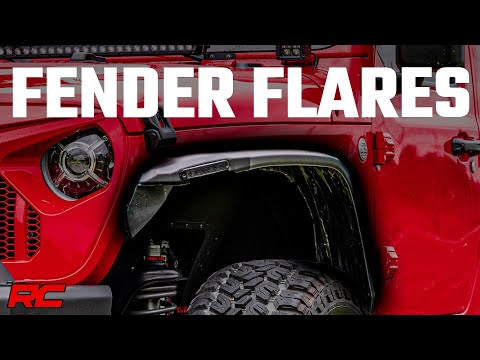 Rough Country High Clearance Led Flat Fender Flare Kit Uv Treated compatible with Jeep Wrangler Jl (18-23) 99036
