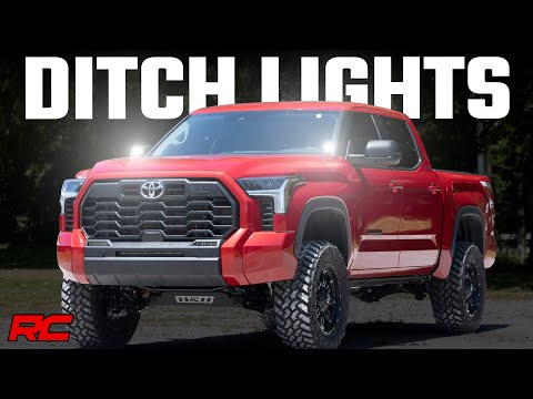 Rough Country LED Light Kit Ditch Mount 2" Black Pair Flood Fits toyotaTundra (22-23)