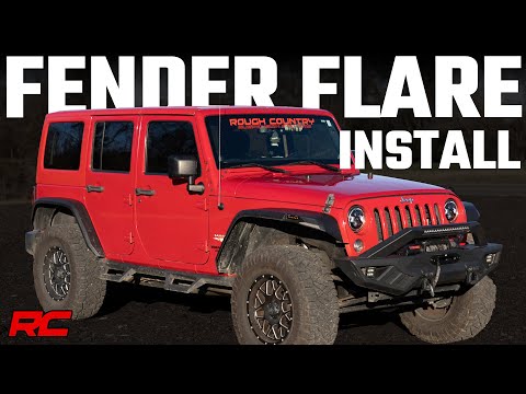 Rough Country High Clearance Led Flat Fender Flare Kit Uv Treated compatible with Jeep Wrangler Jk (07-18) 99037