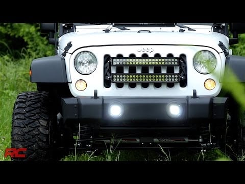 Rough Country Led Light Kit Fog Mount 2" Black Pair compatible with Jeep Wrangler Jk (10-18) 70630