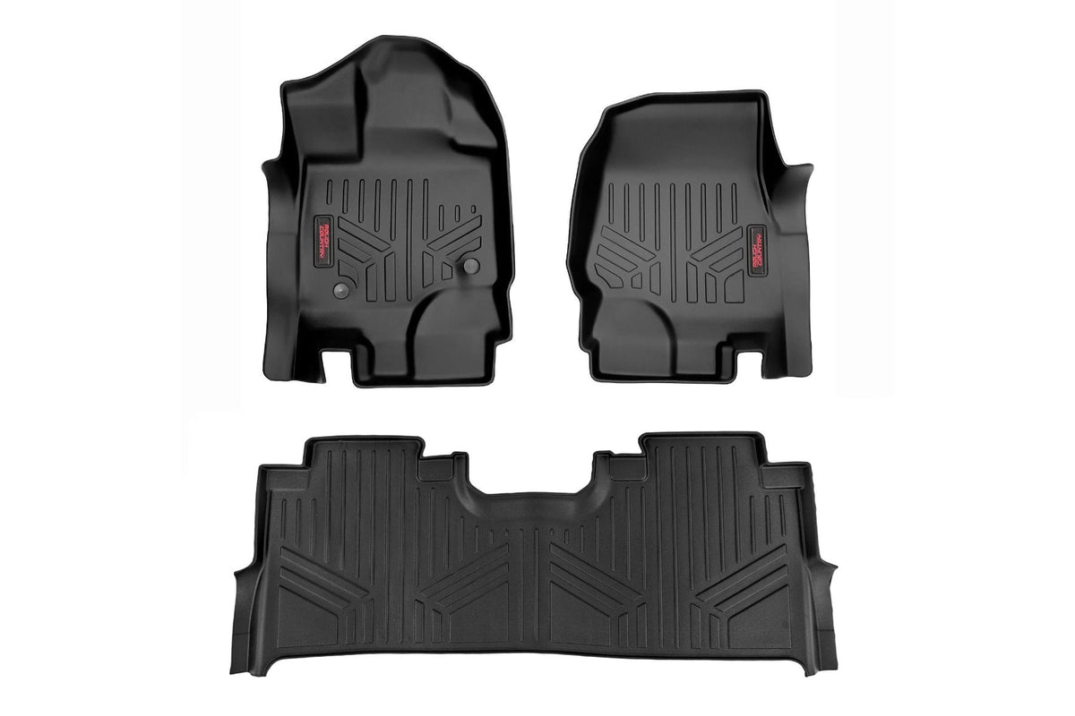 Rough Country Floor Mats Fr And Rr Fr Buckets W/Factory Under Seat Storage Fits Ford F-150 2WD/4WD (2015-2023) M-51515