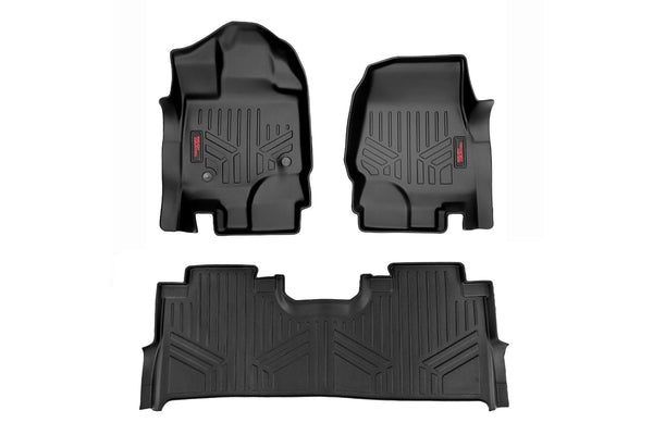 Rough Country Floor Mats Fr And Rr Fr Buckets W/Factory Under Seat Storage Fits Ford F-150 2WD/4WD (2015-2023) M-51515