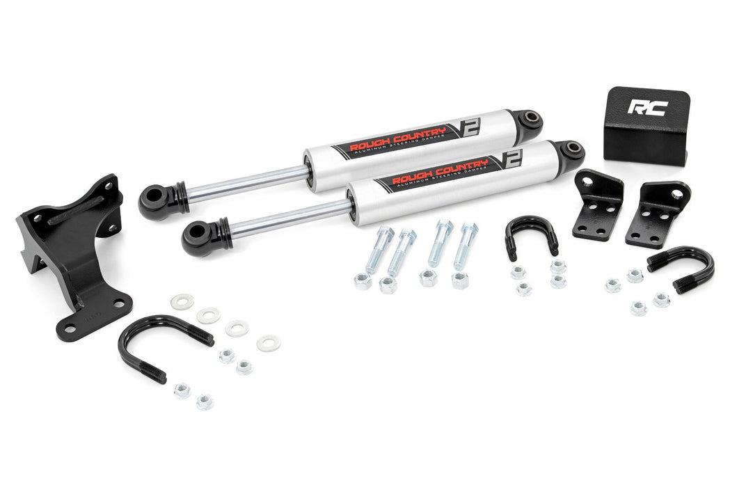 Rough Country V2 Steering Stabilizer Dual 2-8 Inch Lift compatible with Jeep Wrangler Jk (07-18) 8734970