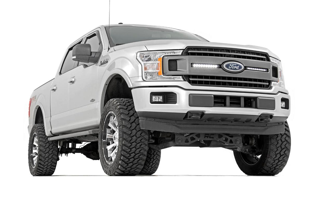 Rough Country Led Light Kit Grille Mount 10" Chrome Slimline Pair Ford F-150 (18-20) 70809