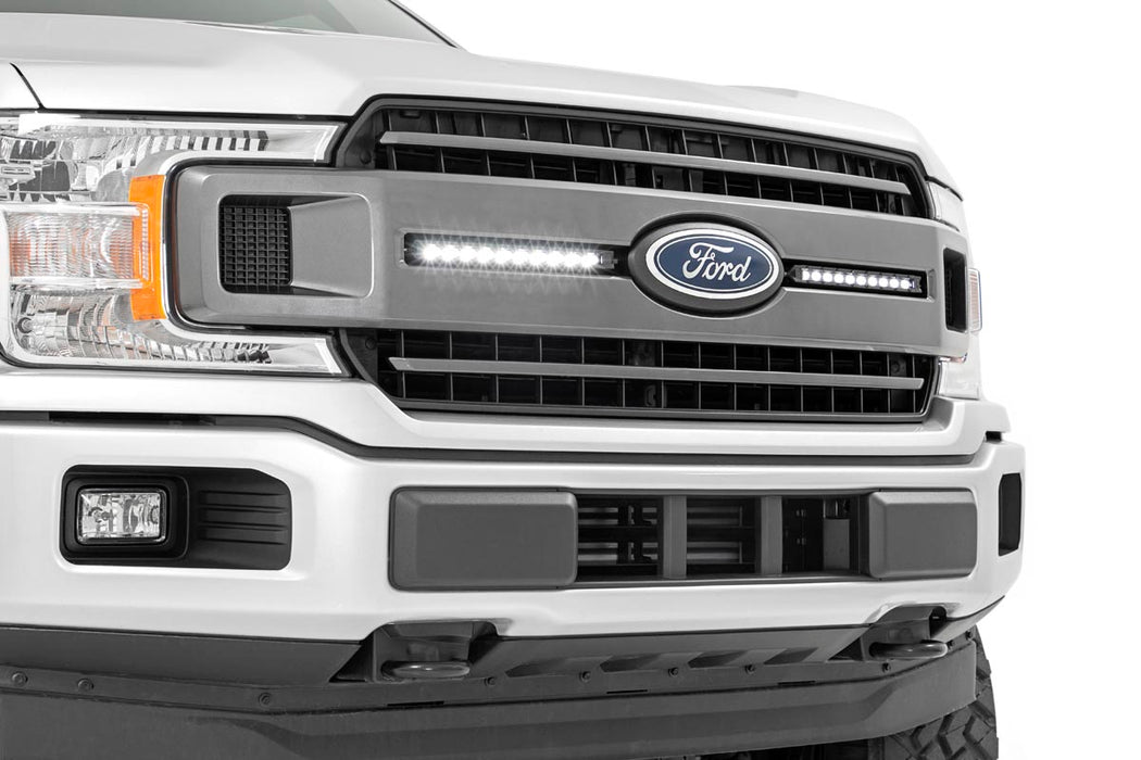 Rough Country Led Light Kit Grille Mount 10" Black Slimline Pair Ford F-150 (18-20) 70808