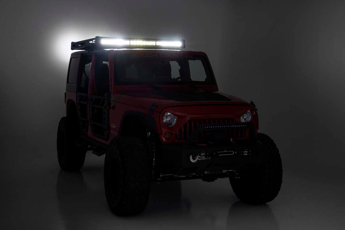 Rough Country Roof Rack Black Series Lights Fits Jeep Wrangler Jk (2007-2018) 10615