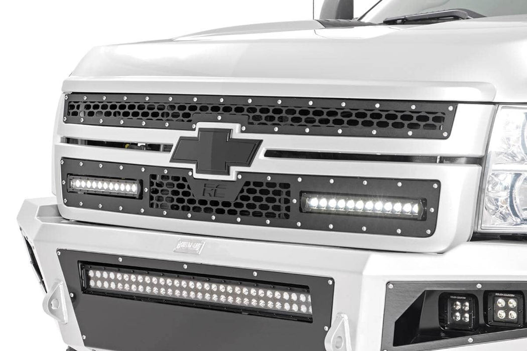 Rough Country Mesh Grille 12" Single Row Led Pair Black Chevy Silverado 2500 Hd/3500 Hd (11-14) 70155