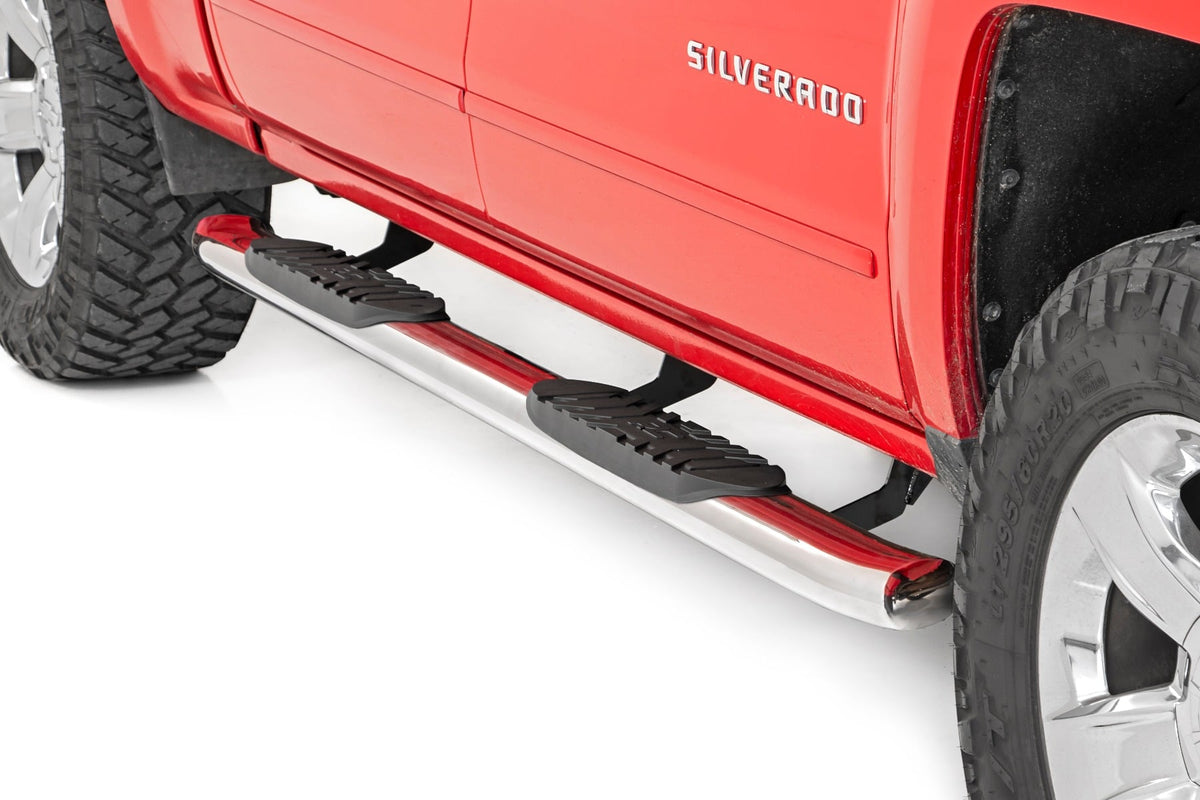 Rough Country Oval Steps Stainless Crew Cab Def Tank Fits Chevy/GMC 1500/2500HD/3500HD (07-19) 21001S