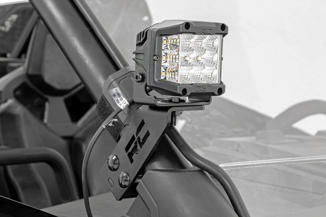 Rough Country Led Light A Pillar Mount 2" Black Pair Spot Polaris Rzr Pro Xp 93076