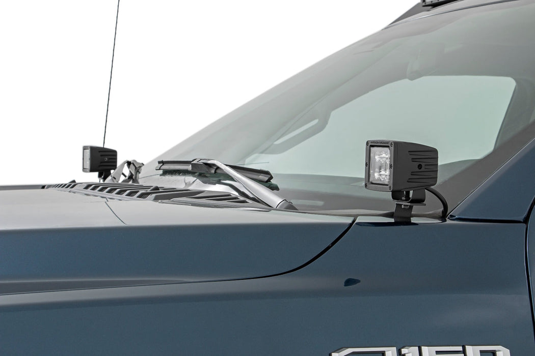 LED Light | Ditch Mount | 2" Chrome Pair | Wide Angle | Ford F-150 (15-22)