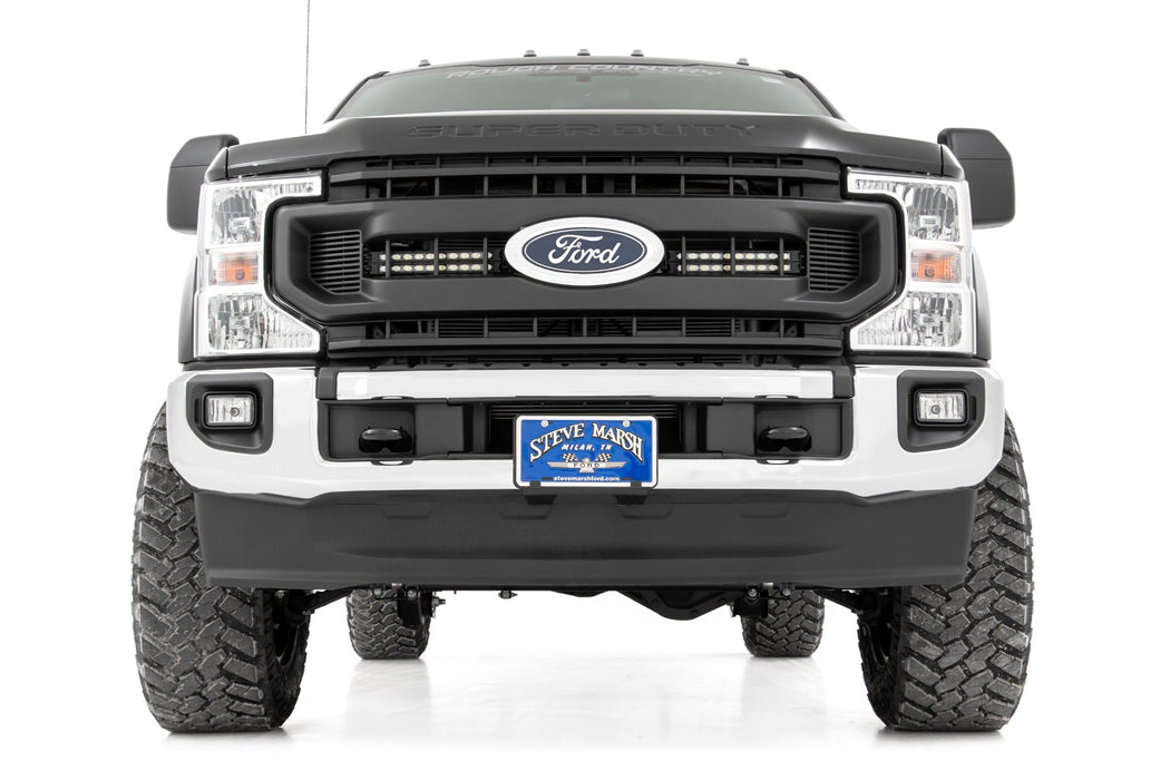 Rough Country Led Light Kit Grille Mount 10 Inch Black Slimline Ford F-250 Super Duty (20-23) 70898