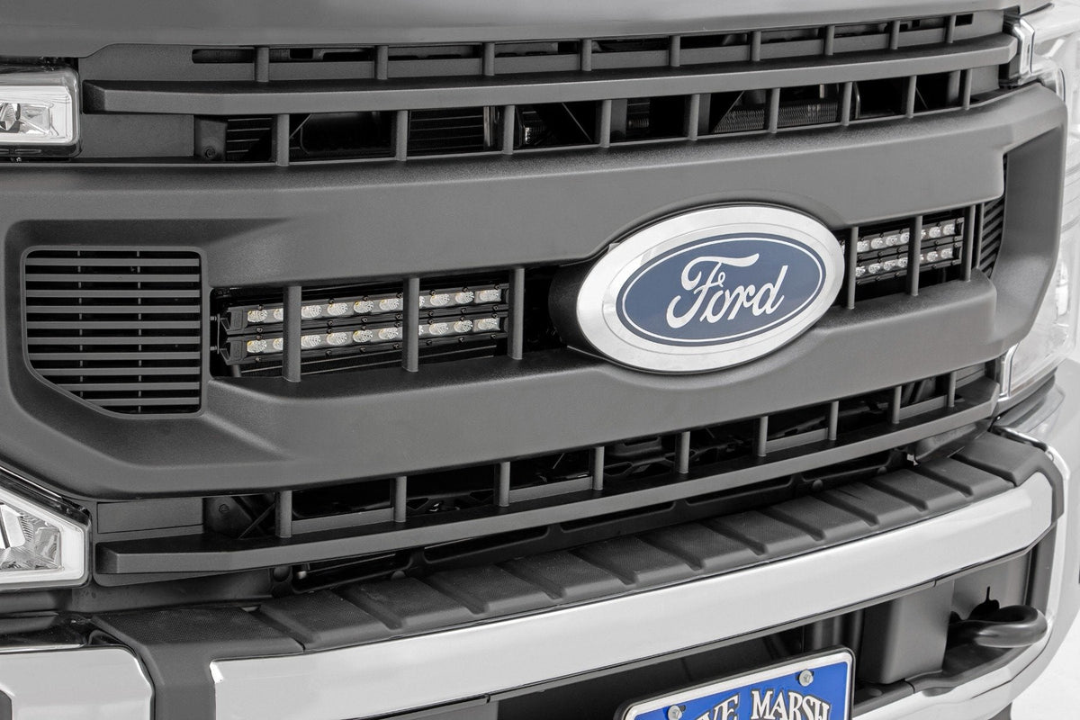 Rough Country Led Light Kit Grille Mount 10 Inch Black Slimline Fits Ford F-250 Super Duty (20-23) 70898