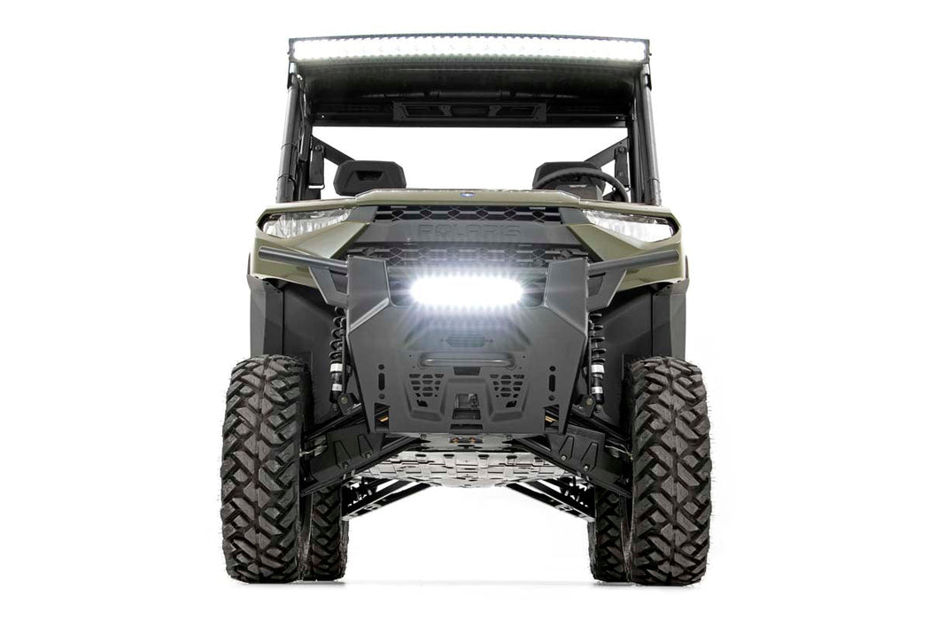 Rough Country Led Light Bumper Mount 12" Black Single Row White Drl Polaris Ranger Xp 1000/1000 Crew 93027
