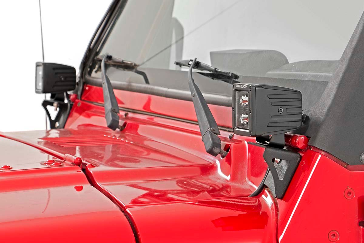 Rough Country Light Mounts Lower Windshield Fits Jeep Wrangler Tj 4WD (1997-2006) 6003
