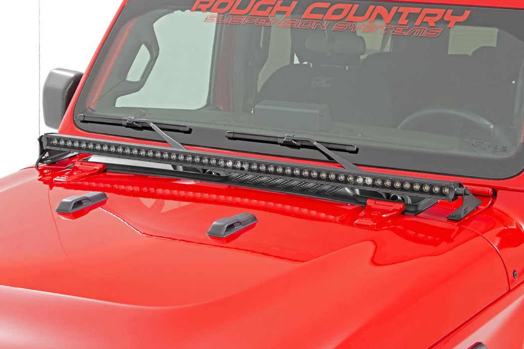 Rough Country Led Light Cowl Mnt 50&Quot; Spectrum Single Row compatible with Jeep Gladiator Jt (20-23)/Wrangler Jl (18-23) 80057