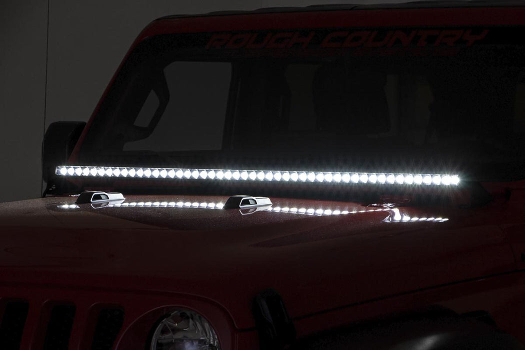 Rough Country Led Light Cowl Mnt 50&Quot; Spectrum Single Row compatible with Jeep Gladiator Jt (20-23)/Wrangler Jl (18-23) 80057