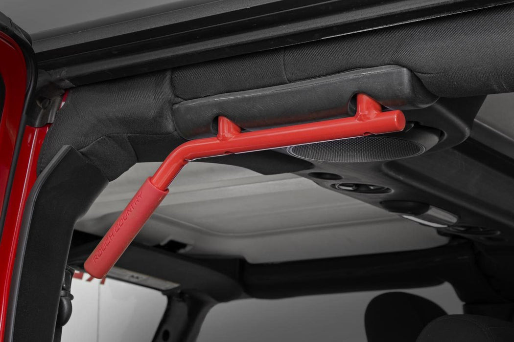 Rough Country Grab Handles Steel Fr & Rr Red compatible with Jeep Wrangler Jk (2007-2018) 6503RED