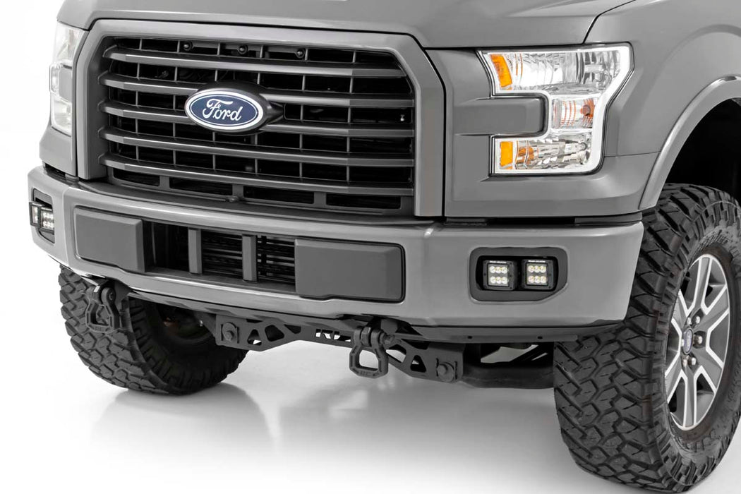 Rough Country Led Light Kit Fog Mount Dual 2" Black Pairs Spot Ford F-150 (15-17) 70832