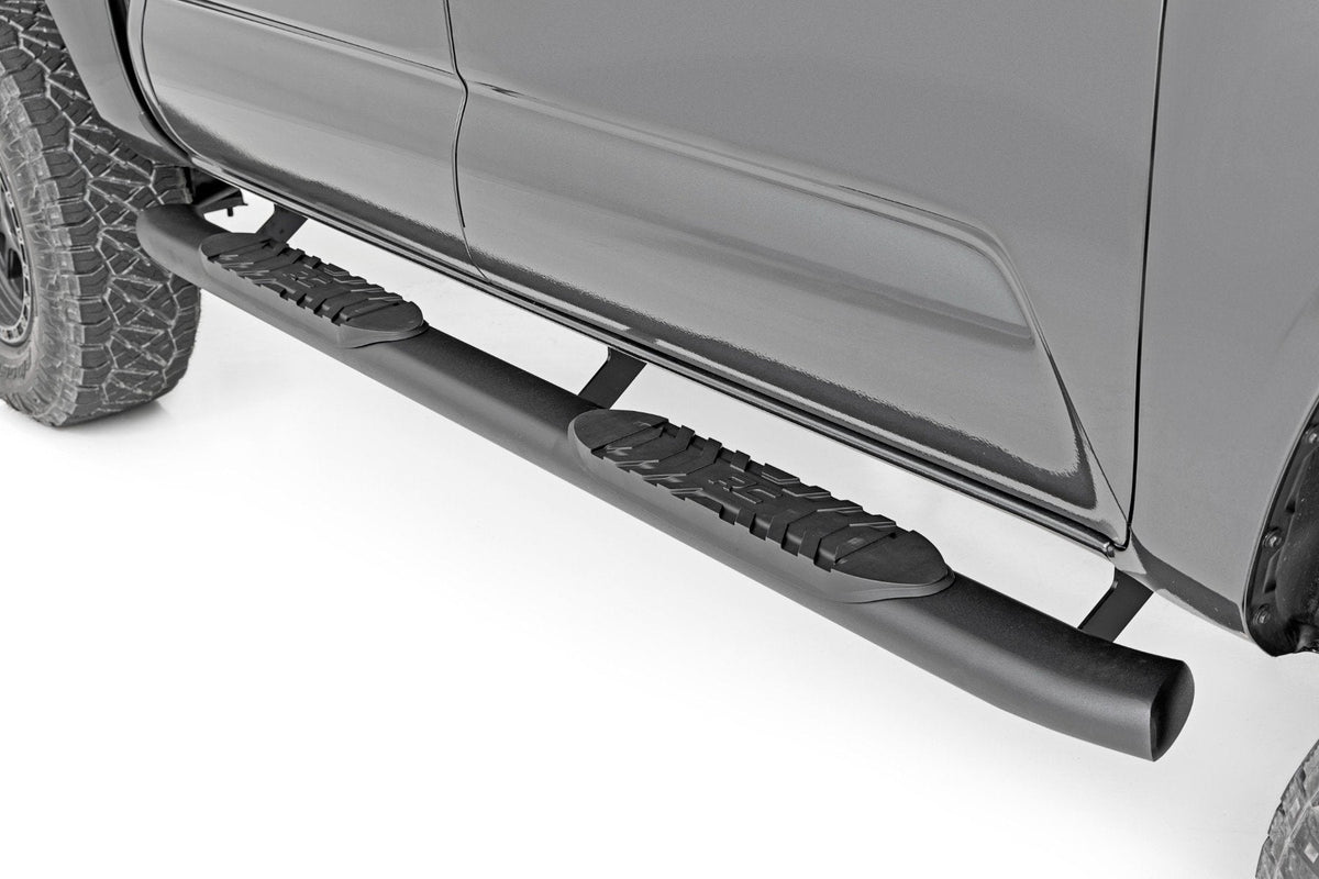 Rough Country Oval Nerf Step Double Cab Black Fits toyotaTacoma 2WD/4WD (05-23) 21008