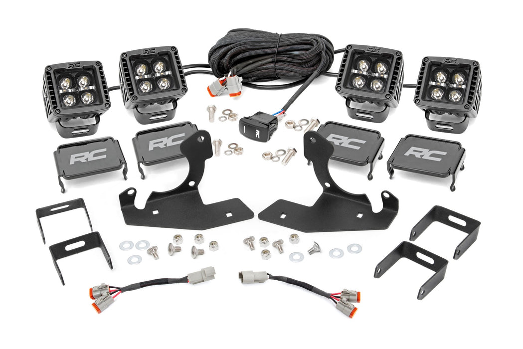 Rough Country Chevrolet Led Fog Light Kit Black Series W/ Amber Drl (11-14 Silverado Hd) 70628DRLA