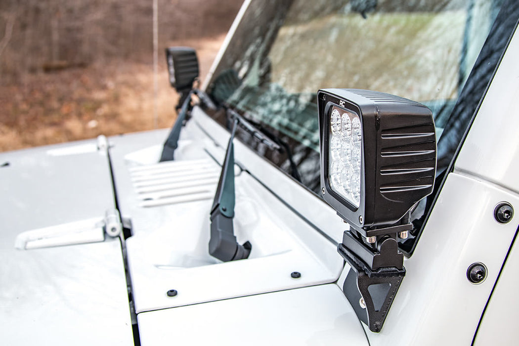 Rough Country Light Mounts Lower Windshield compatible with Jeep Wrangler Jk (2007-2018) 6004