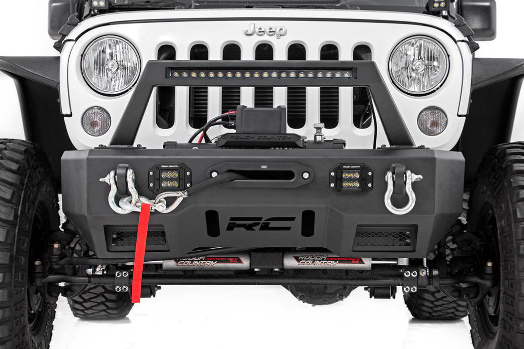 Rough Country Fr Bumper Stubby Hoop Blk Led compatible with Jeep Gladiator Jt/Wrangler Jk & Jl 11826