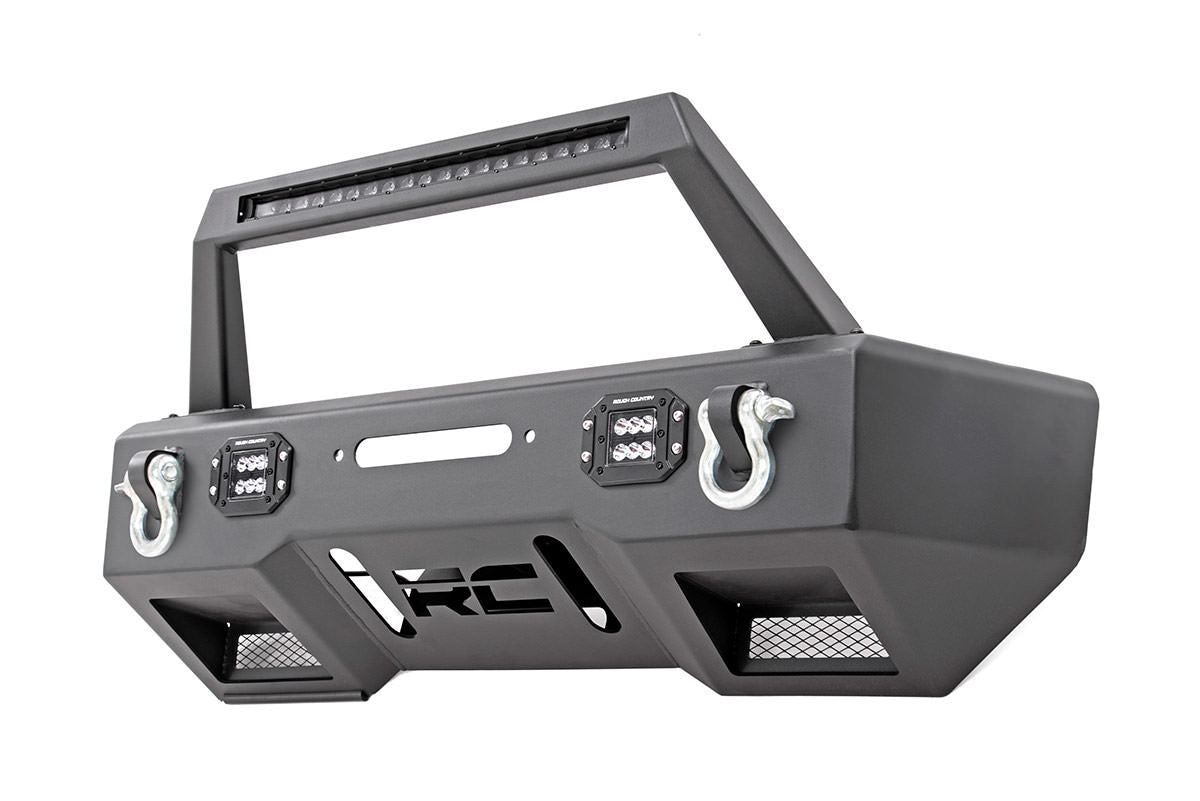 Rough Country Fr Bumper Stubby Hoop Blk Led Fits Jeep Gladiator Jt/Wrangler Jk & Jl 11826