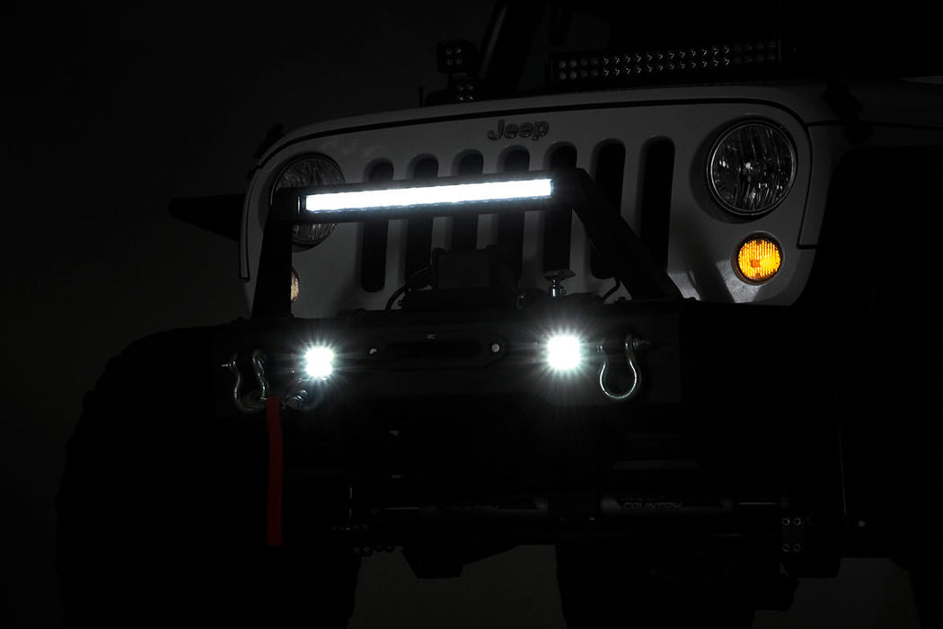 Rough Country Fr Bumper Stubby Hoop Blk Led compatible with Jeep Gladiator Jt/Wrangler Jk & Jl 11826