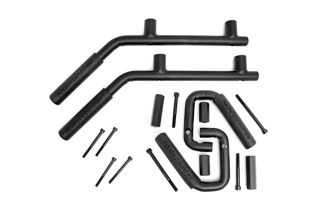 Rough Country Grab Handles Steel Fr & Rr Black compatible with Jeep Wrangler Jk (07-18) 6503