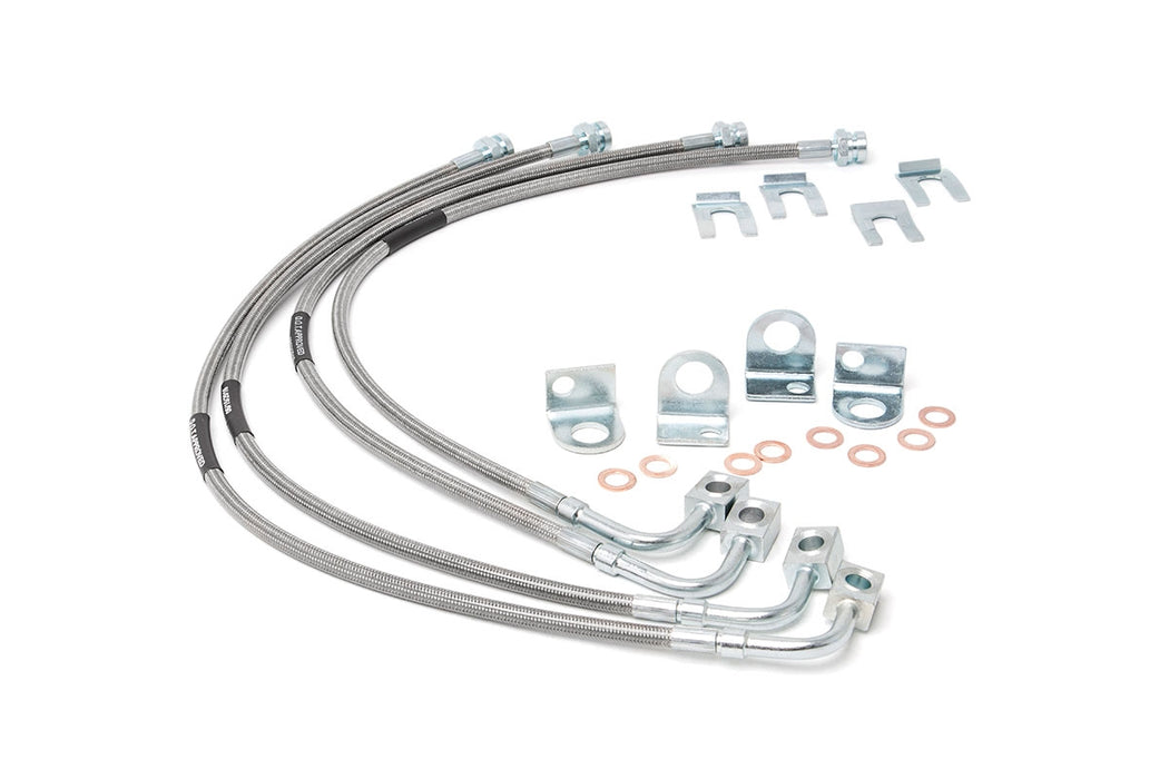 Rough Country Brake Lines Stainless Fr & Rr 4-6 Inch Lift compatible with Jeep Wrangler Jk (07-18) 89716