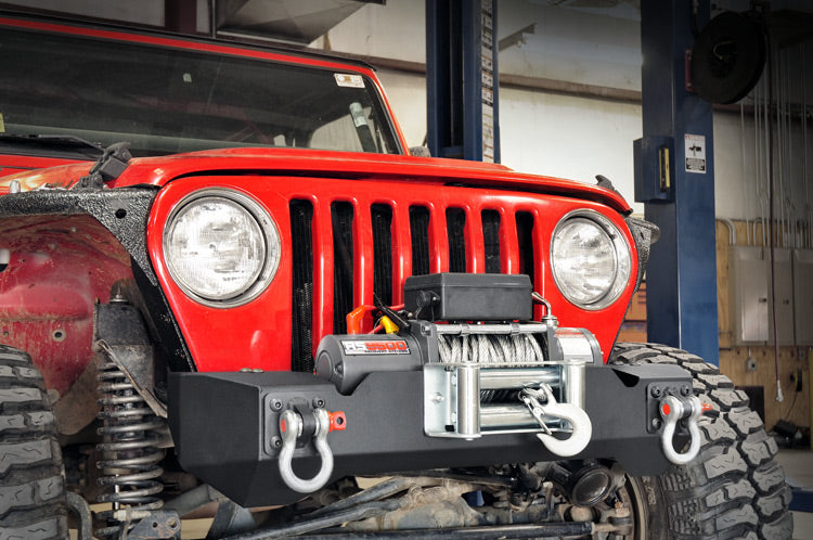 Rough Country Front Stubby Winch Bumper compatible with Jeep Wrangler Tj (97-06)/Wrangler Yj (87-95) 1012