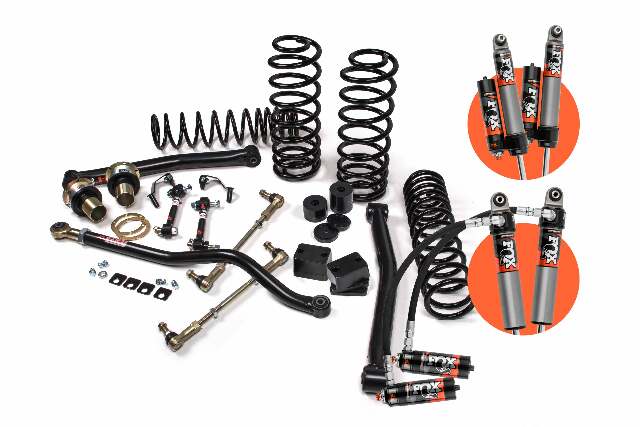 2018-2025 Jeep Wrangler JL - 4Dr - J-Lander 3.5" Suspension Lift Kit - 3.5" HD Front/2.5" STD Rear Coil Springs w/Rear Acos Coil Spacers - Fox 2.5" Performance Elite Shocks