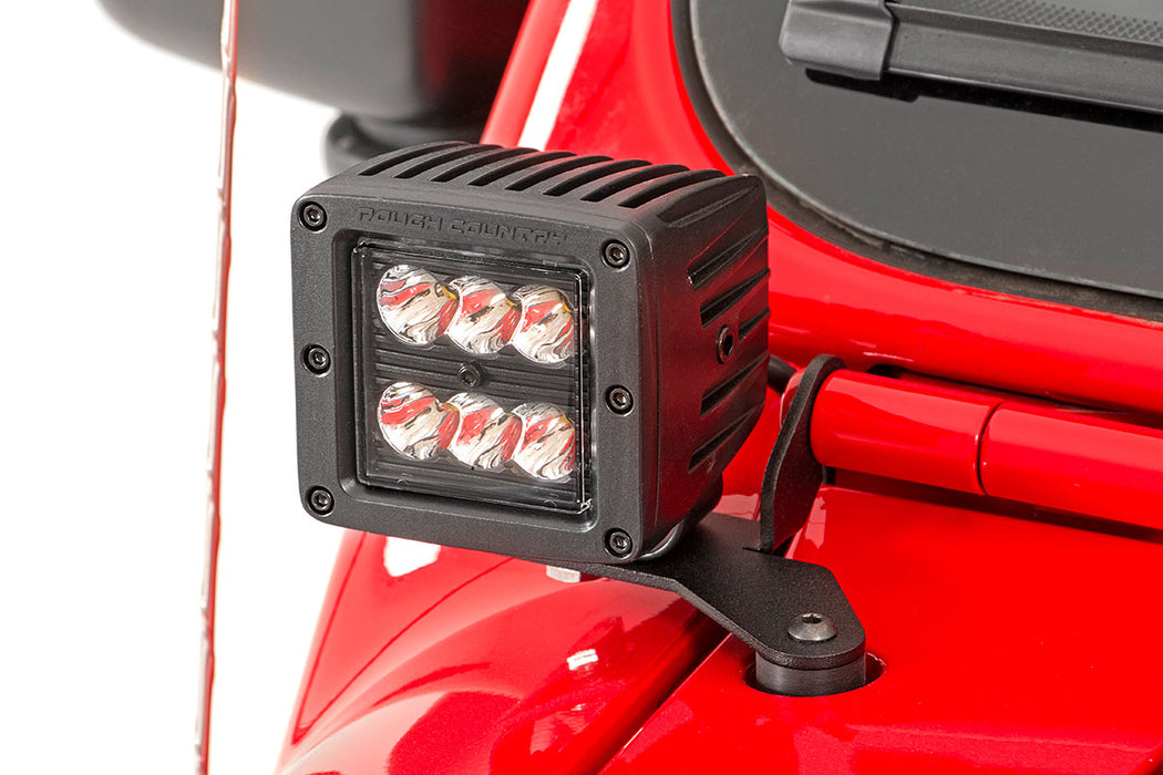 Rough Country Led Light Hinge Mnt 2" Black Pair compatible with Jeep Gladiator Jt/Wrangler 4Xe/Wrangler Jl (18-23) 70052