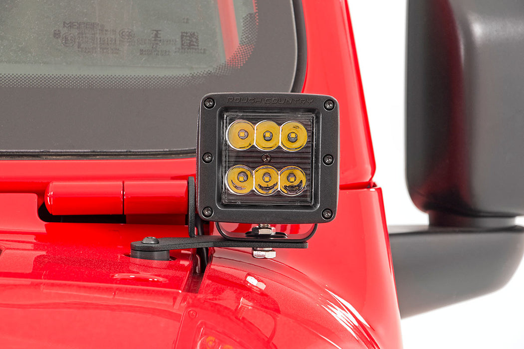 Rough Country Led Light Hinge Mnt 2" Black Pair compatible with Jeep Gladiator Jt/Wrangler 4Xe/Wrangler Jl (18-23) 70052