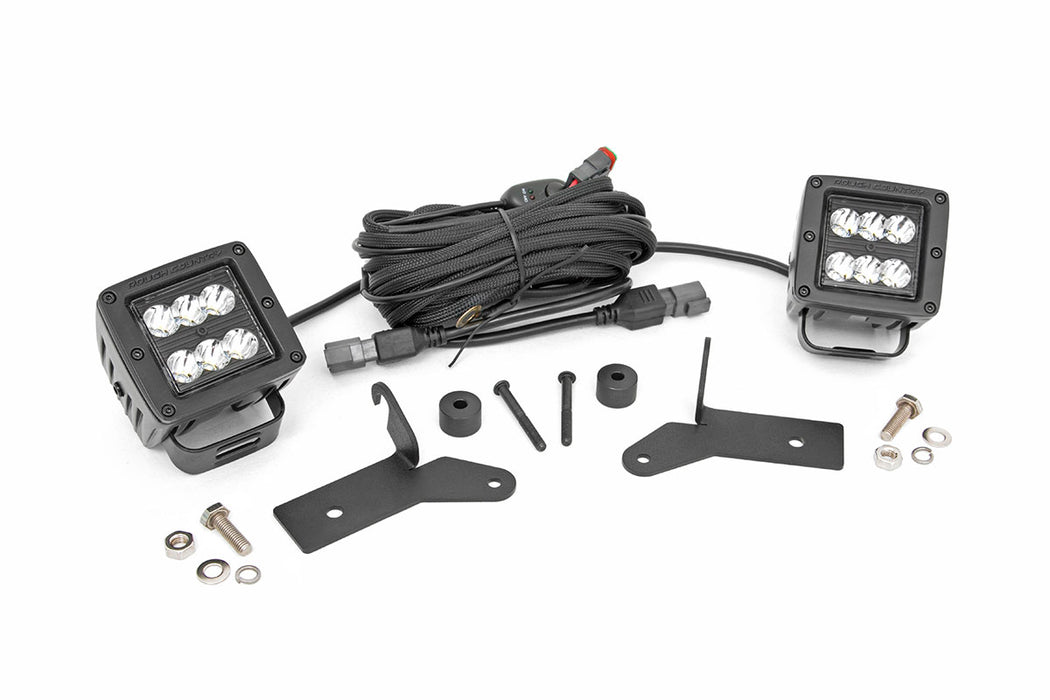 Rough Country Led Light Hinge Mnt 2" Black Pair compatible with Jeep Gladiator Jt/Wrangler 4Xe/Wrangler Jl (18-23) 70052