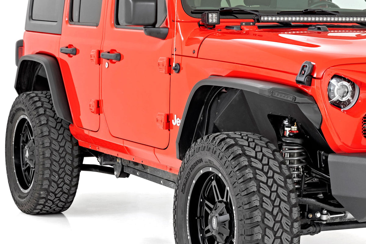 Rough Country High Clearance Led Flat Fender Flare Kit Uv Treated Fits Jeep Wrangler Jl (18-23) 99036