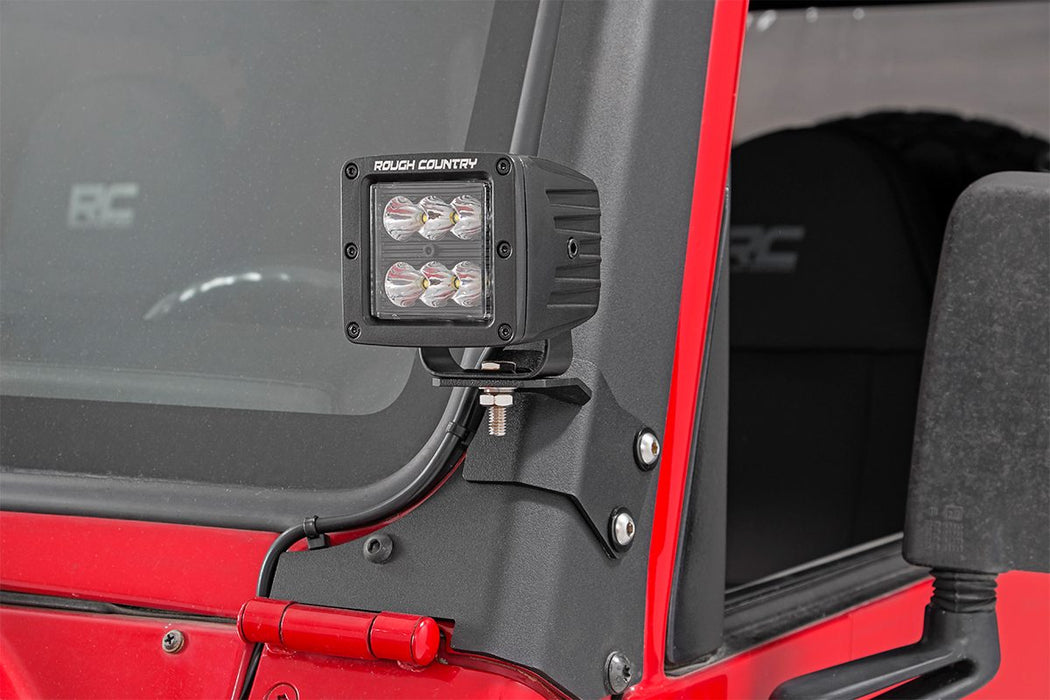 Rough Country Led Light Mount Lower A-Pillar Pod compatible with Jeep Wrangler Tj (97-06) 70046