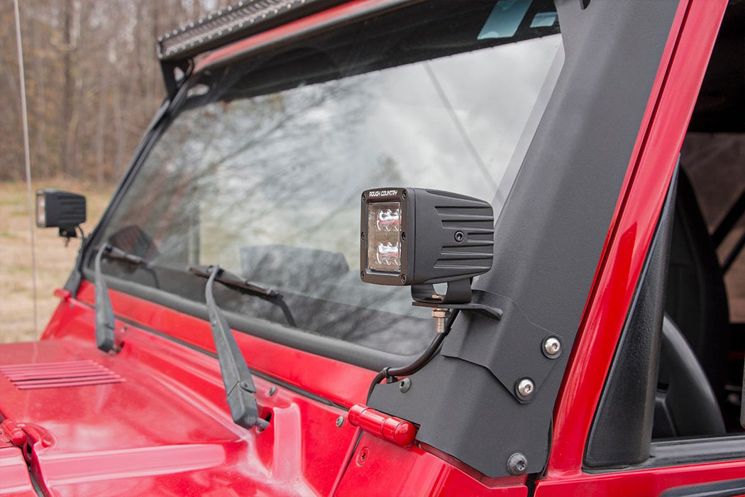 Rough Country Led Light Mount Lower A-Pillar Pod compatible with Jeep Wrangler Tj (97-06) 70046